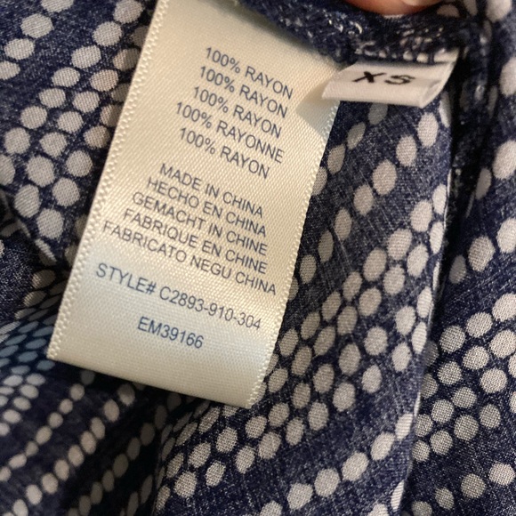 Navy and White Spotted Button Down Blouse - Picture 14 of 14